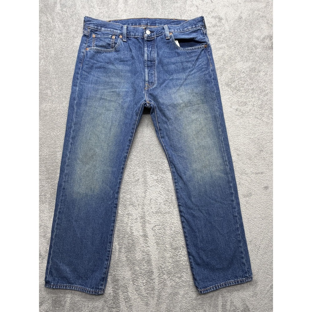 Levis 501 Jeans Mens Measured 38x29 Blue Medium Wash Straight Leg Denim Pants